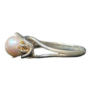 Ring Pearl Quartz Size 8.5 Vintage Jewelry Sterling Silver Stamped STER